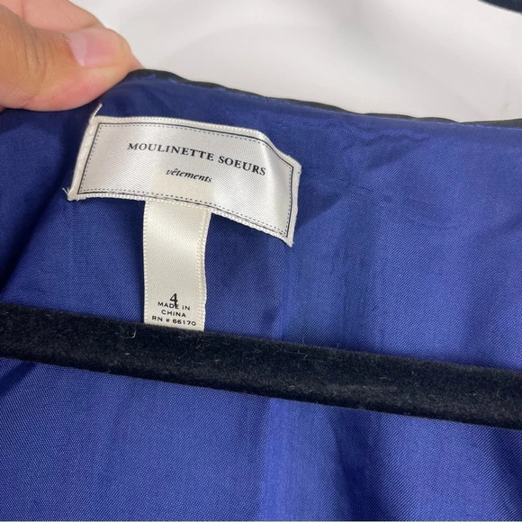 Anthropologie Moulinette Soeurs Color Block Puff Sleeve Silk Cocktail Dress  4 - Picture 6 of 9